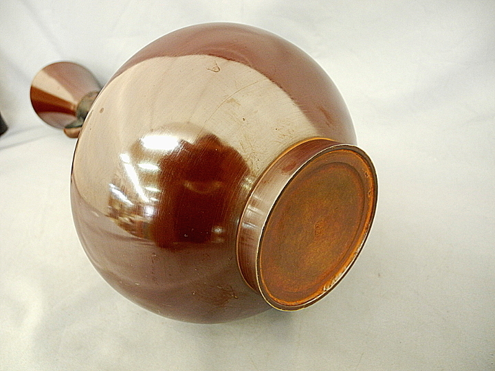 青銅 花器 松盛 38,5cm 千鳥 波千鳥文耳付銅器 下蕪型 高岡銅器 銅製