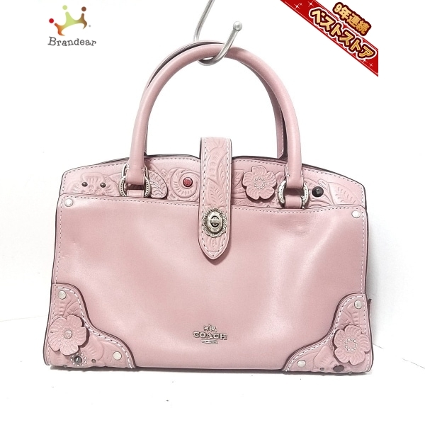 コーチ COACH ハンドバッグ 12032 - レザー ピンク スタッズ/フラワー 