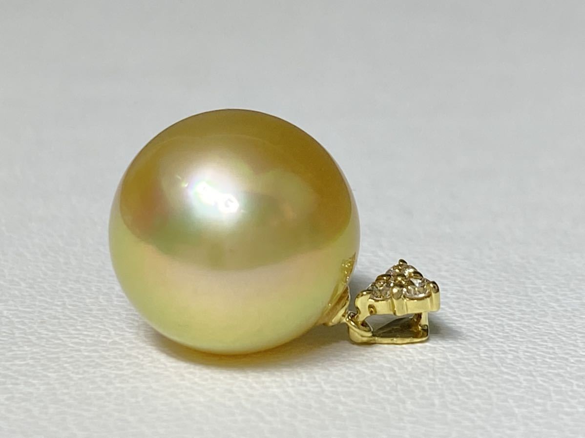 絶品！光沢抜群！大粒13.0mm】天然 南洋白蝶真珠 3.4g ダイヤD0.06ct