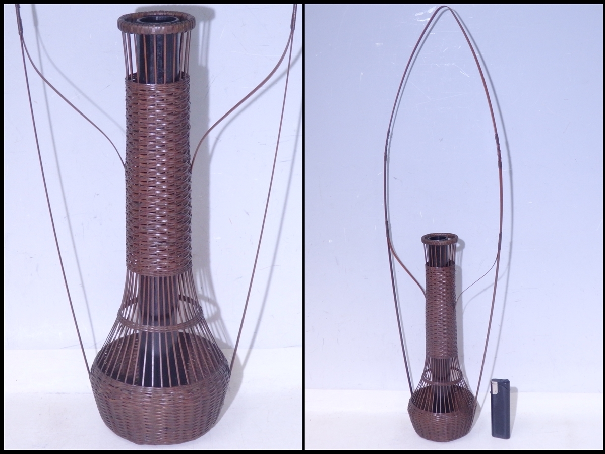 竹籠 ☆ 生け花 工芸品 禅] 竹籠 花器 竹細工 花籠 花入れ 生け花 竹
