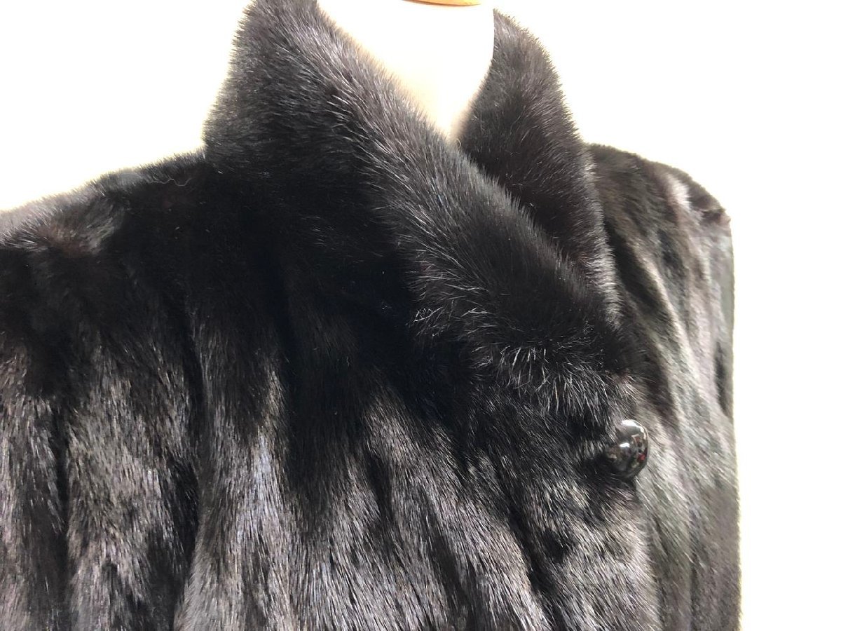 N-2496】ERIFORT SAGA MINK ROYAL サガミンク 本毛皮コート ブラック系 