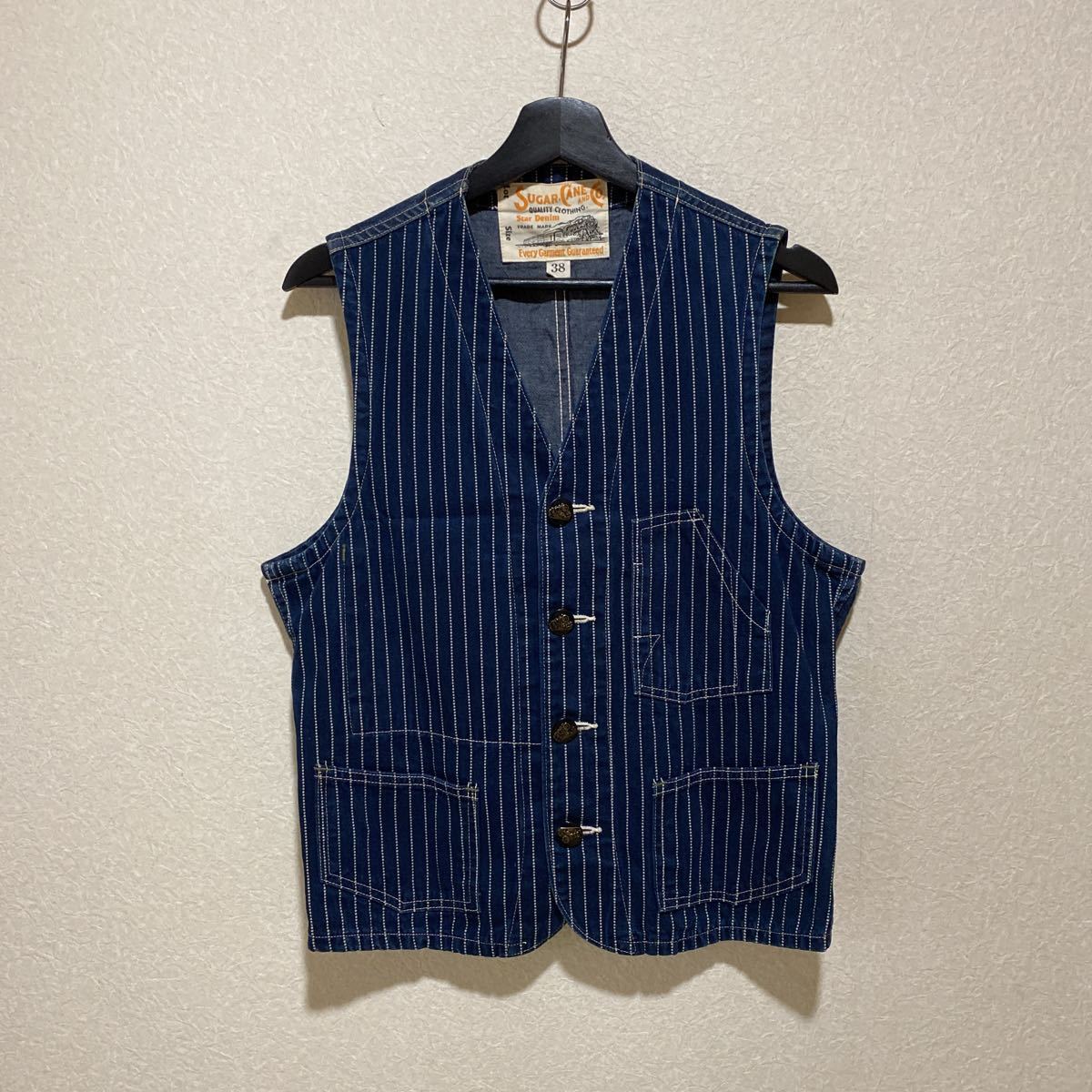SUGAR CANE シュガーケーン ワークベスト インディゴ ウォバッシュ