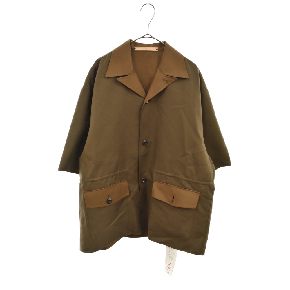 ナイスネス 22SS ヘアーストン コットン半袖開襟シャツジャケット カーキ