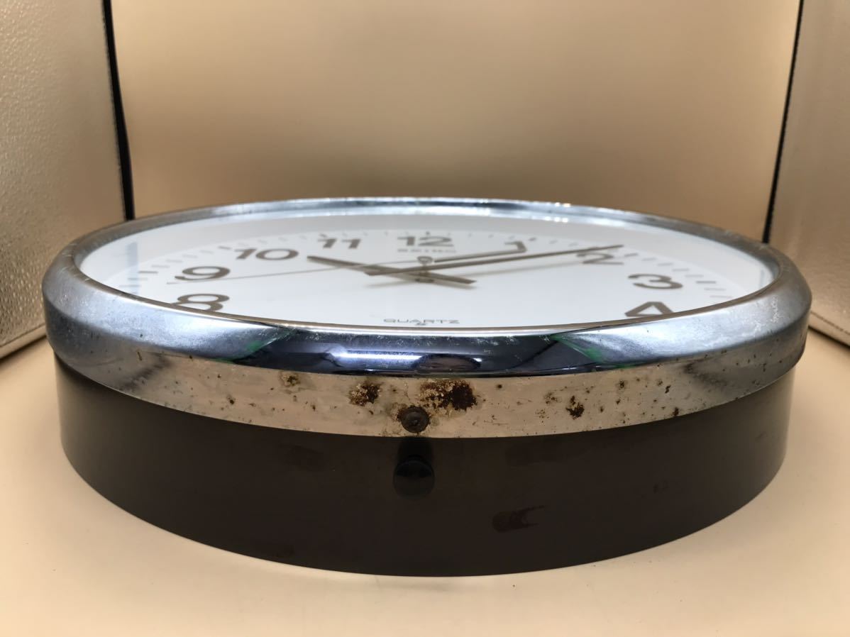 SEIKOセイコークロック クォーツ掛け時計 直径36cm シルバー QA480N