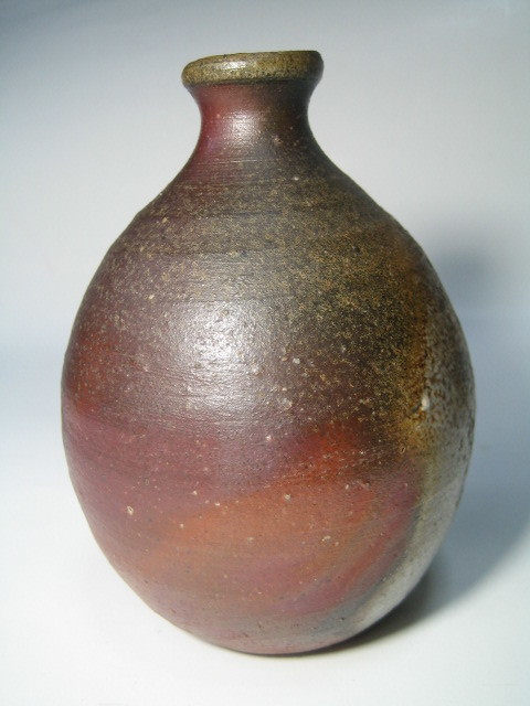 備前焼 陶印有り 花挿 山本出 銀彩徳利A 作 備前焼 花挿 陶印有り