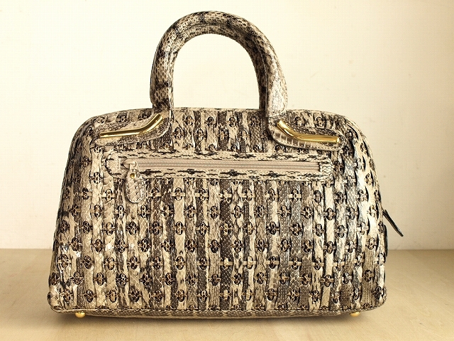 スネークスキンの編み込みレザーバッグ 未使用品 蛇革 L 