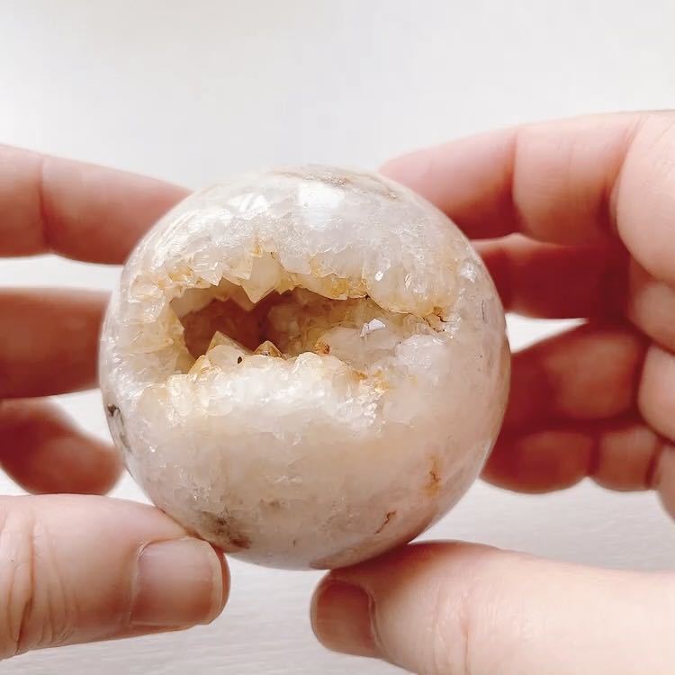 ピンクアメジストスフィア 笑口 ジオート入り アゲート 瑪瑙 丸玉