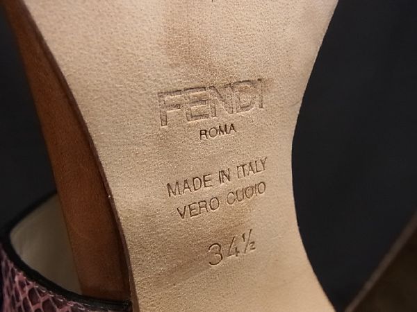 1円 □美品□ FENDI フェンディ パイソン スタッズ バックストラップ 