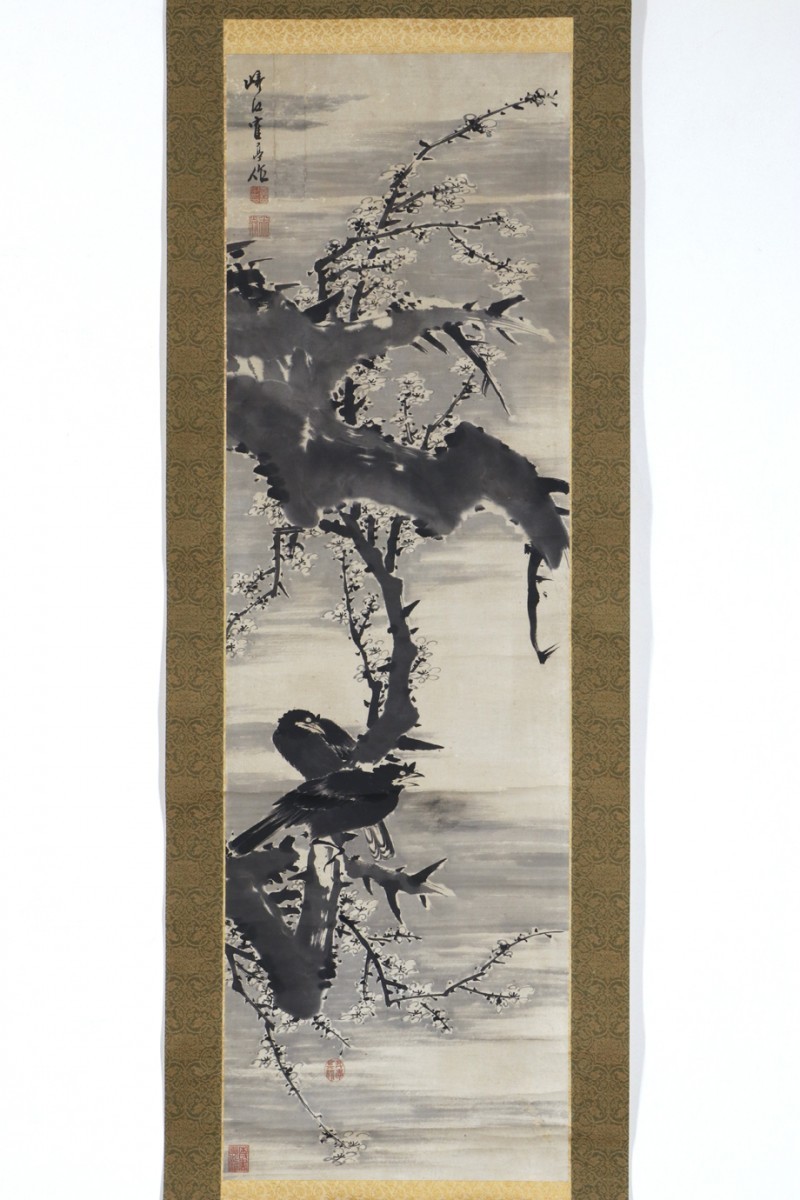 掛け軸　円山応挙(花鳥図) 、小栗春峰(松上鶴) 美術品・アンティーク・コレクション 掛け軸 円山応挙(花鳥図) 、小栗