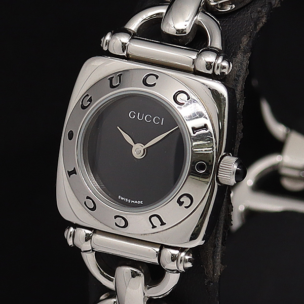 良品 GUCCI レディース 腕時計 6400L ホワイト シェル文字盤 ゴールド