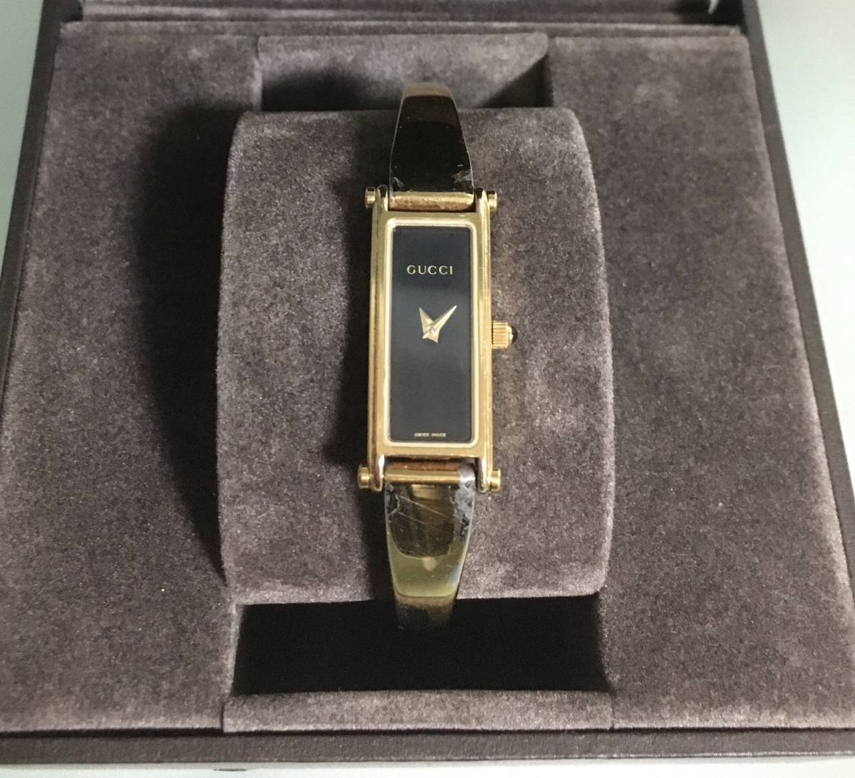 ☆稼動品☆GUCCI グッチ☆バングルウォッチ☆クォーツQZ 2針☆黒文字