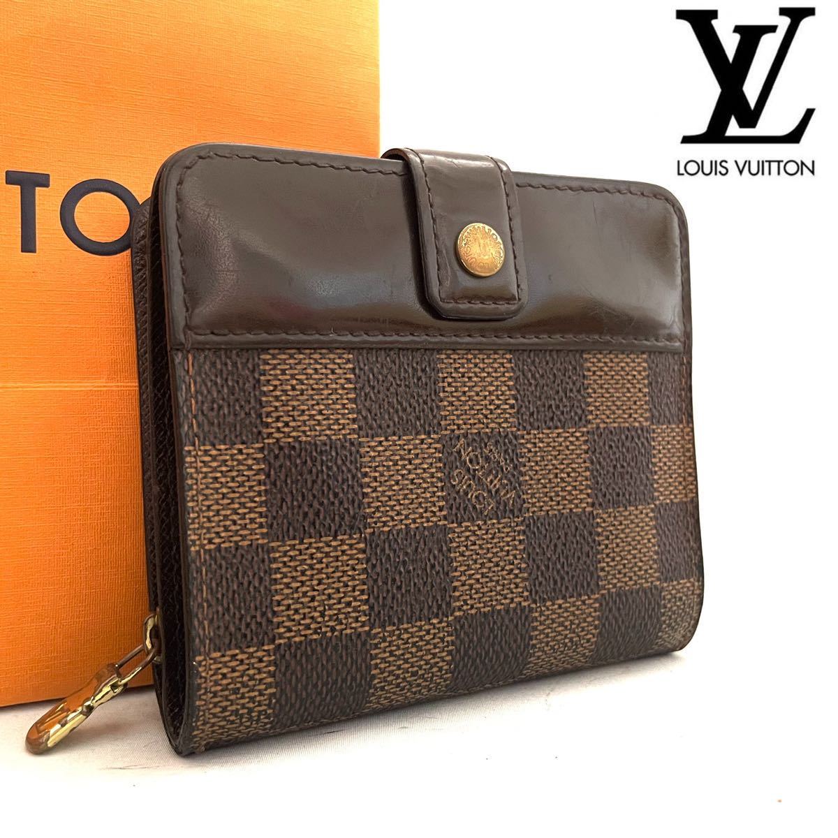 【セール，大人気】 極 ルイヴィトン Louis Vuitton ダミエ コンパクトジップ 財布 本物 1円 N61668 定価約7万 正規品(ダミエライン)｜売買されたオークション情報、yahooの商品情報をアーカイブ公開 - オークファン 服飾小物