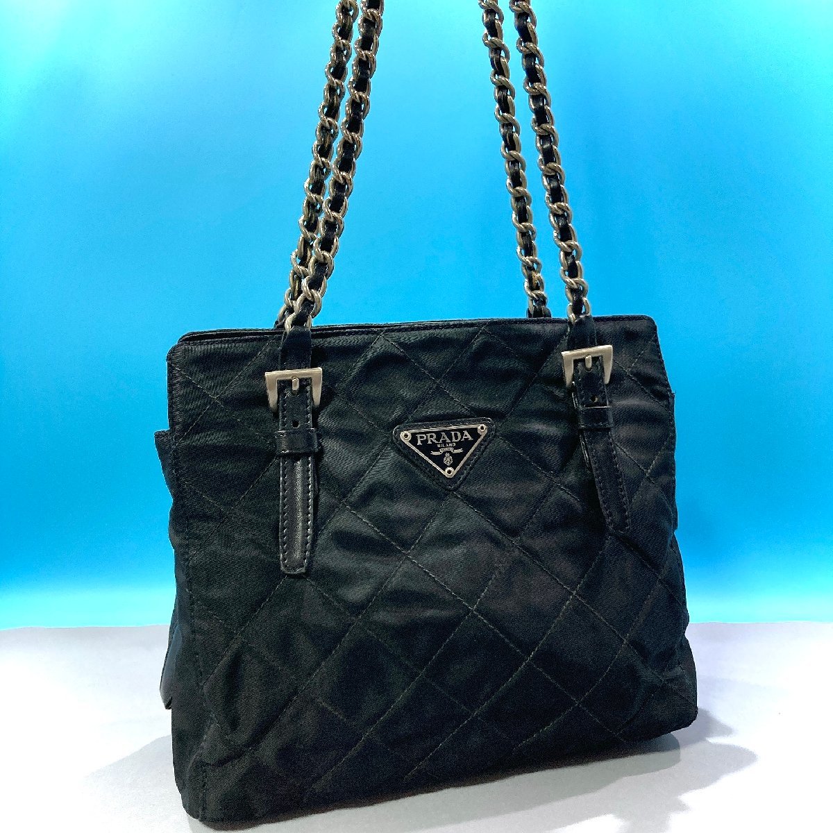 1円【良品】PRADA プラダ 定番トートバッグ ナイロン 黒 三角ロゴ トートバッグ プラダ PRADA テスートナイロンハンドバッグ トライアングルロゴ FG2653