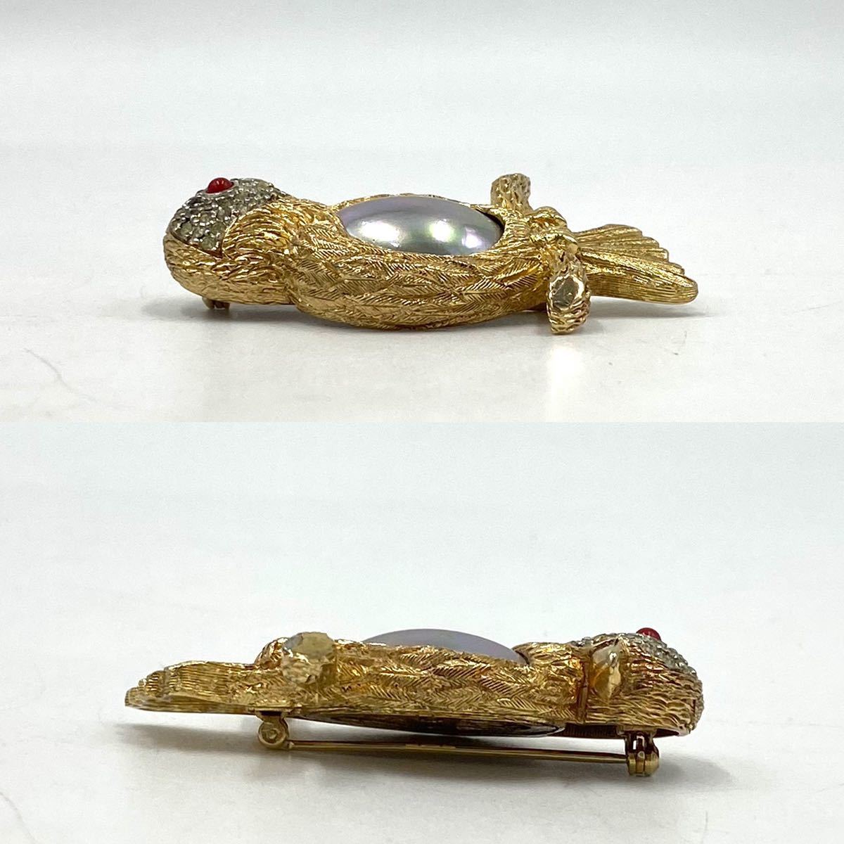 Christian Dior クリスチャン ディオール ブローチ 鳥 ゴールド ライン 