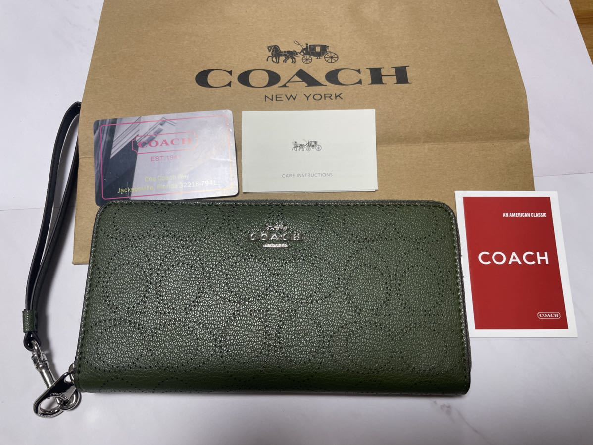 【送料無料，新作】 022 1円 COACH 渋い グリーン 長財布 アウトレット C4715(女性用財布)｜売買されたオークション情報、yahooの商品情報をアーカイブ公開 - オークファン 服飾小物