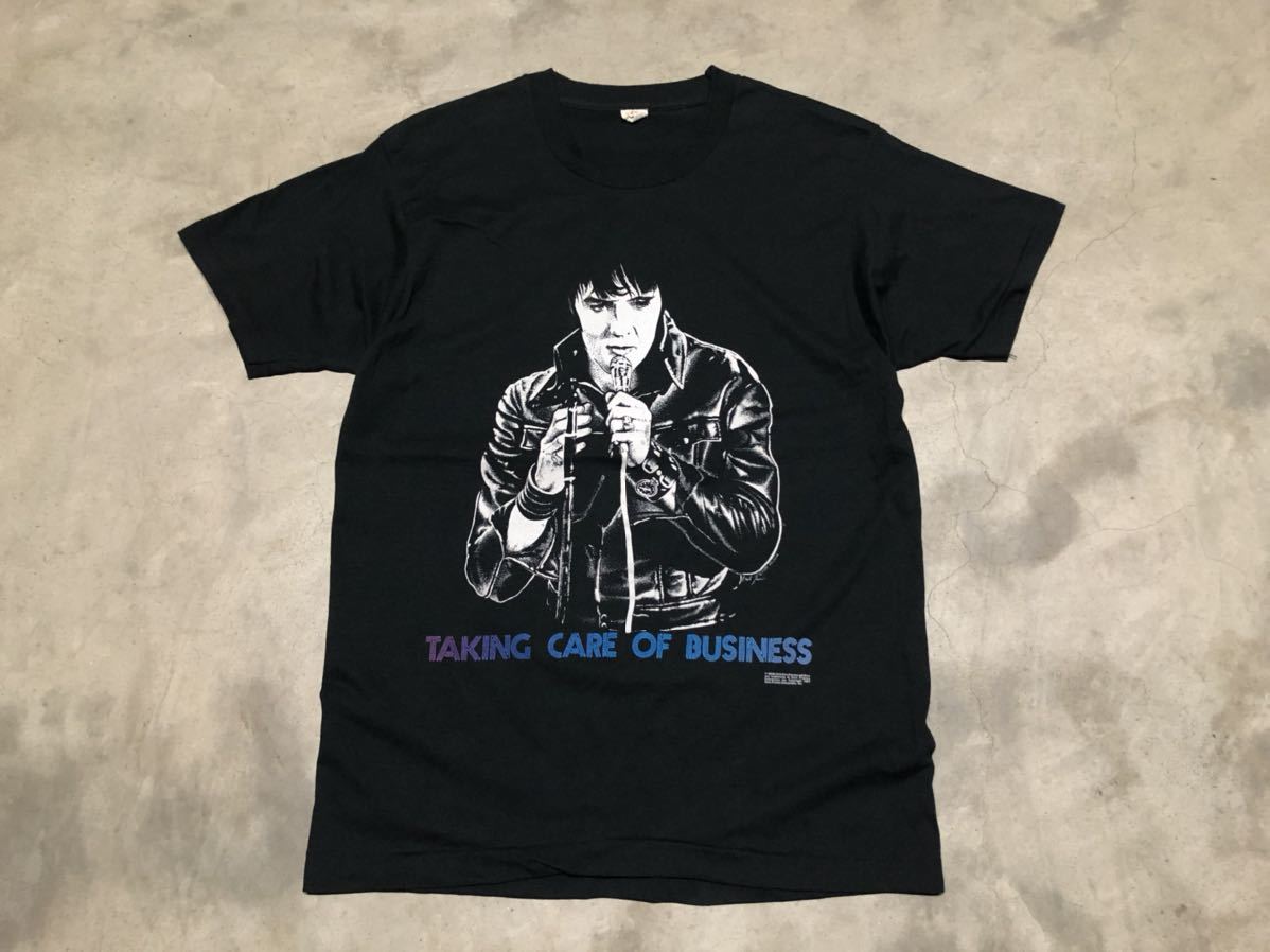 【人気，お得】 M 1987 80's USA製 Elvis Presley エルビス プレスリー ビンテージ バンド Tシャツ ブラック / アメリカ製 90's 00's 映画 ムービー(Tシャツ)｜売買されたオークション情報、yahooの商品情報を Tシャツ