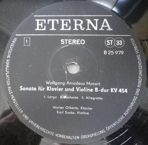 独ETERNA 825979 ズスケ モーツァルト/Vnソナタ K.454 K.526 音楽