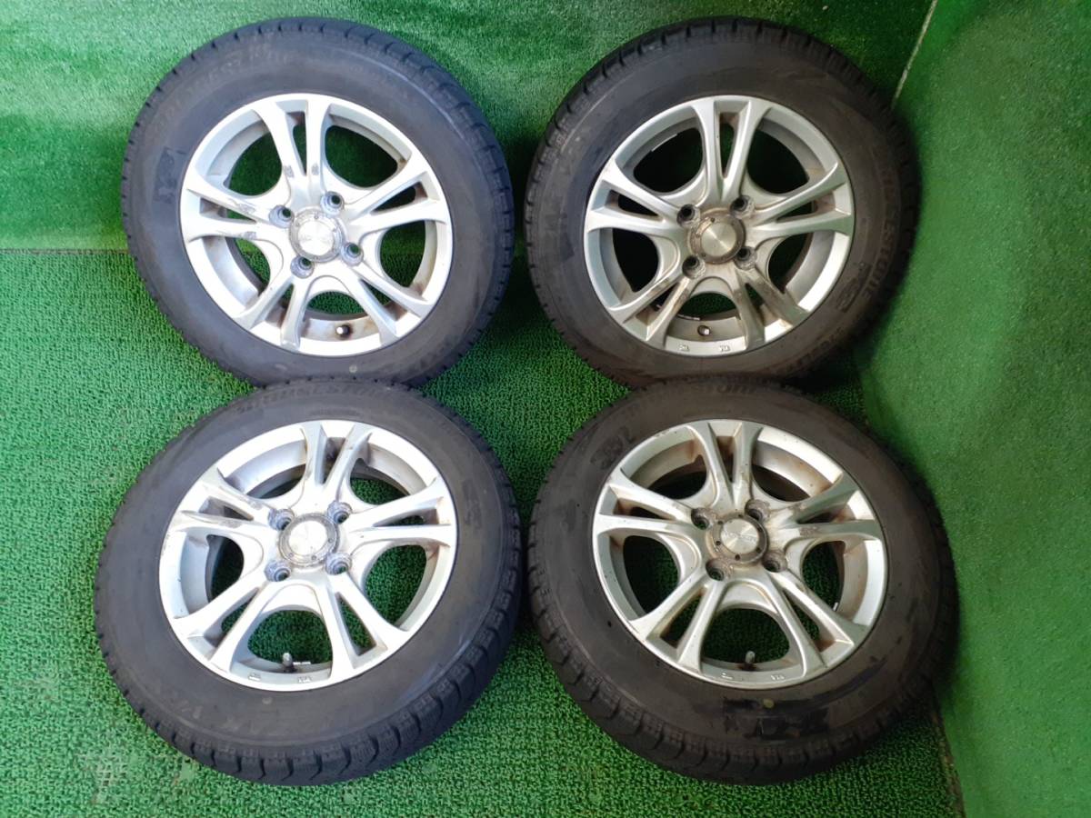 ブリヂストン VRX 155/65R13 社外 汎用ホイール付溝有タイヤ4本 軽自動車に