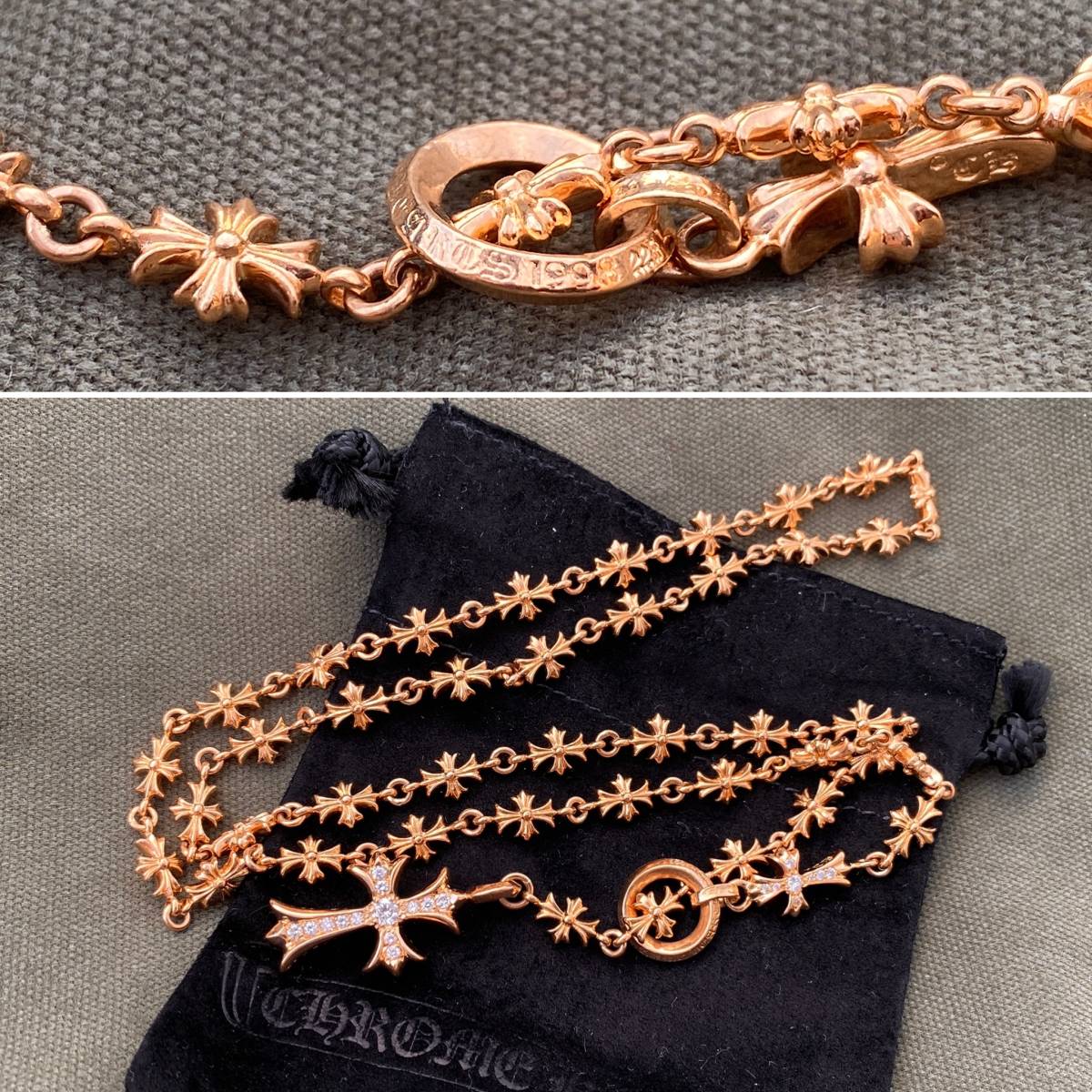 Chrome Hearts クロムハーツ 22k ロザリオ タイニーファット ベビーファット パヴェダイヤ タイニーe チョークチェーン ネックレス ペンダントトップ チャーム 売買されたオークション情報 Yahooの商品情報をアーカイブ公開 オークファン Aucfan Com