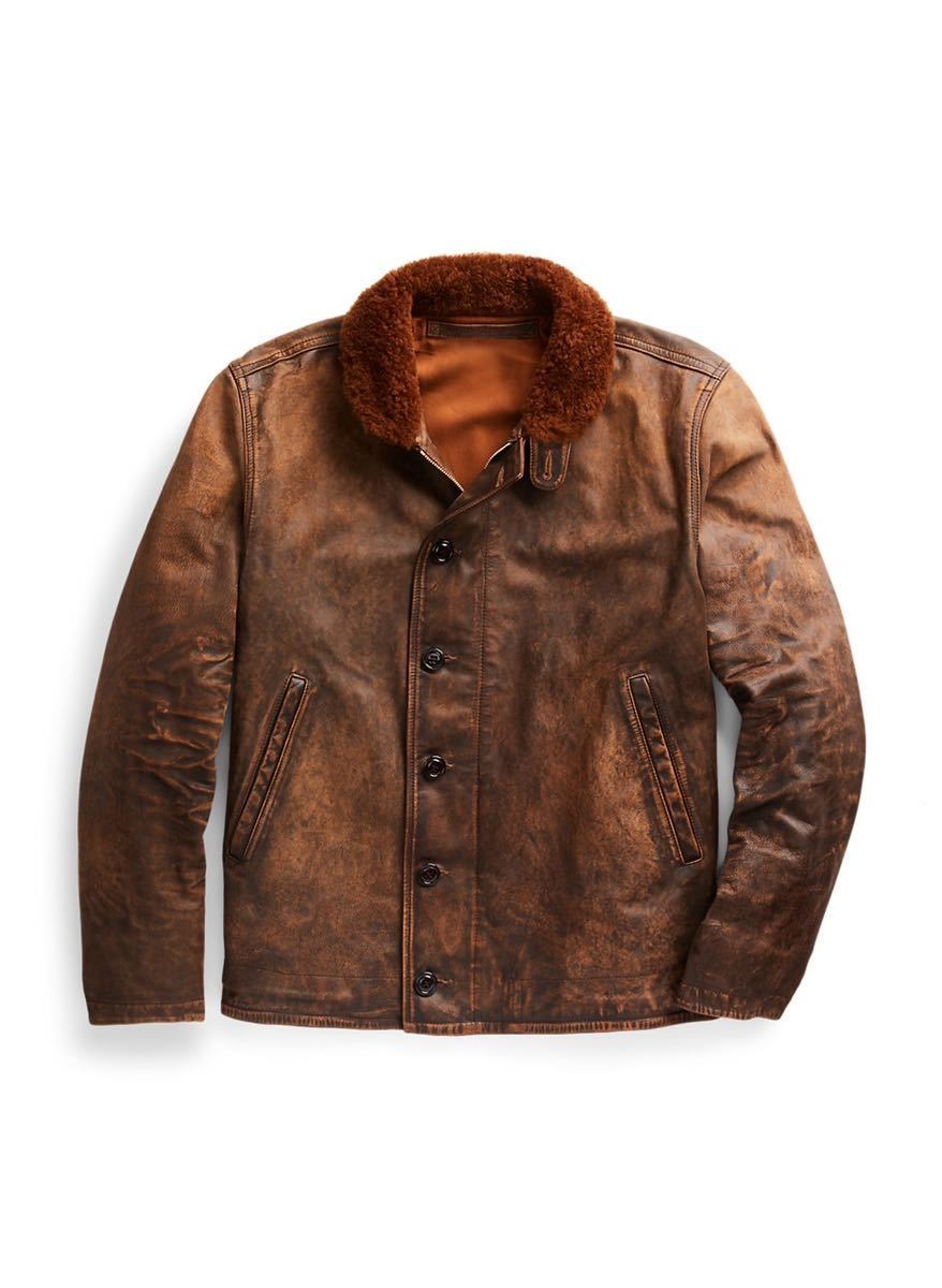 1000円〜激レア完売品 RRL シアリングカラー レザー デッキ 1000円〜激レア完売品 RRL シアリングカラー レザー デッキ