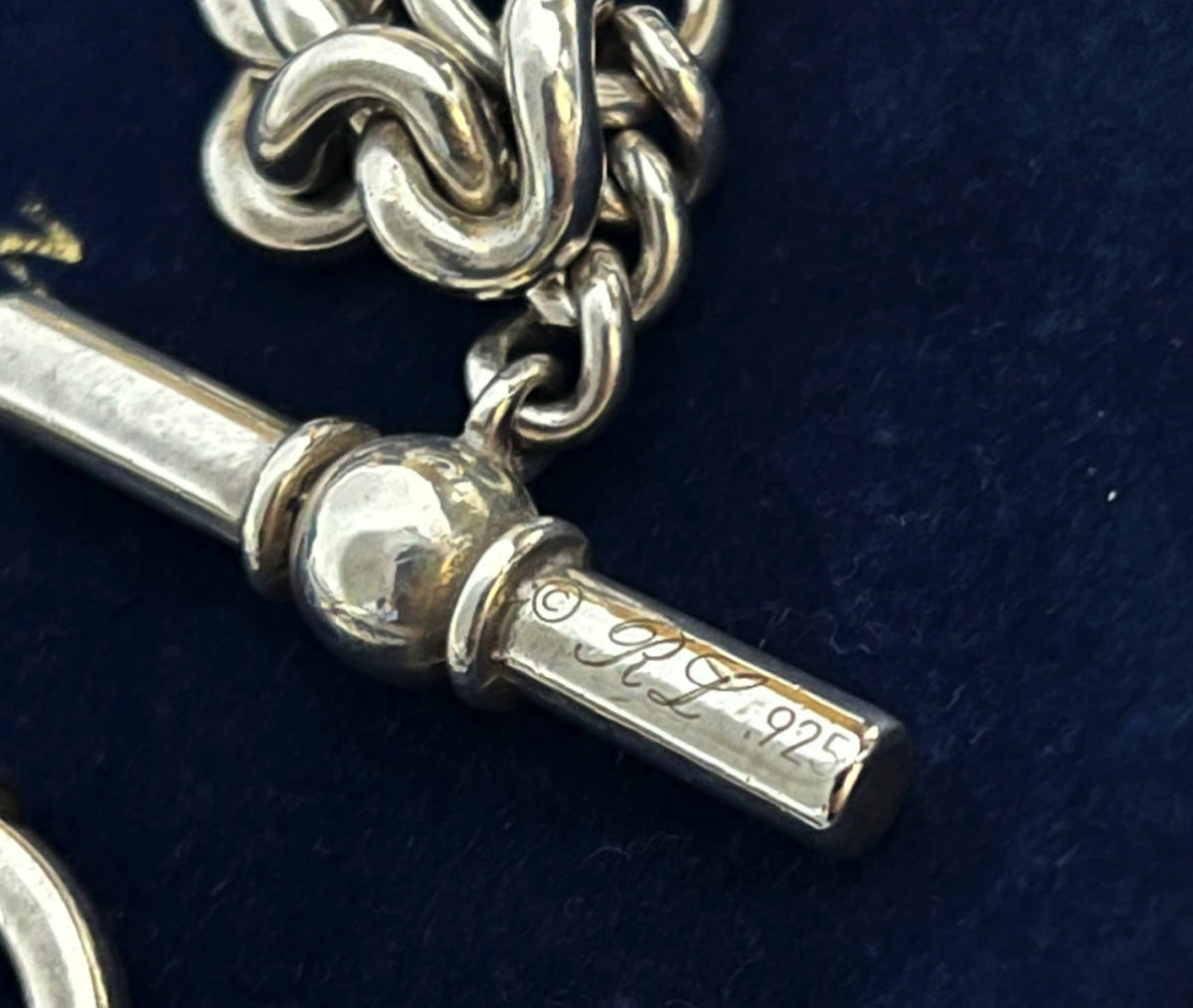 超希少 Silver 925 RALPH LAUREN Tバー 2重 チェーン ブレスレット 