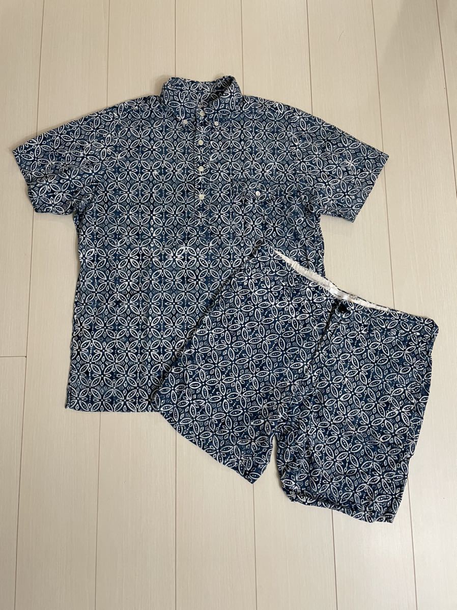 melple セットアップ プルオーバーシャツ ショートパンツ 総柄 柄シャツ 半袖シャツ ハーフパンツ 上下セット メイプル SUN RISE