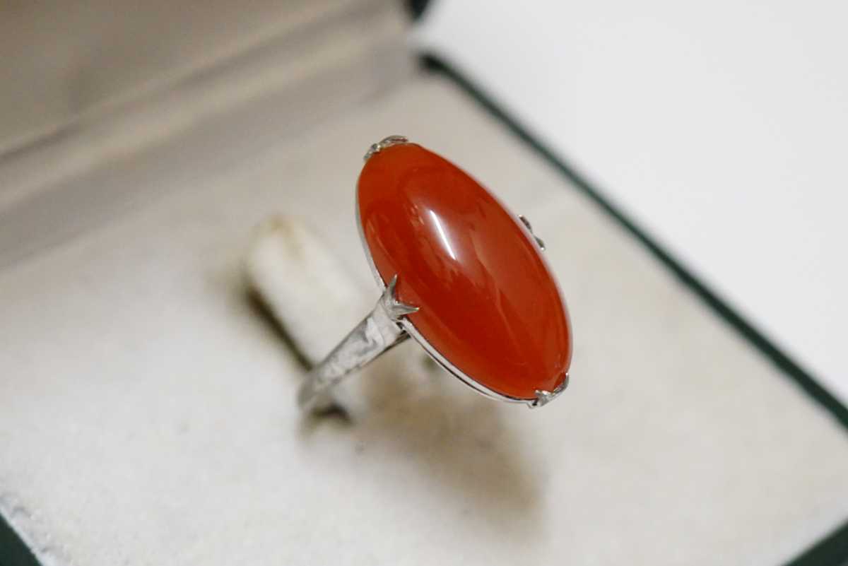 282 昭和品 天然瑪瑙 千本透かし リング 指輪 約14号 ヴィンテージ 