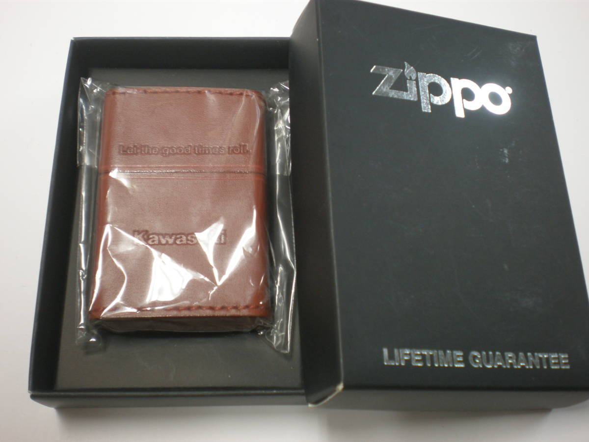 希少品 zippo Kawasaki 革巻きジッポー 未使用 オイルライター 廃版 激