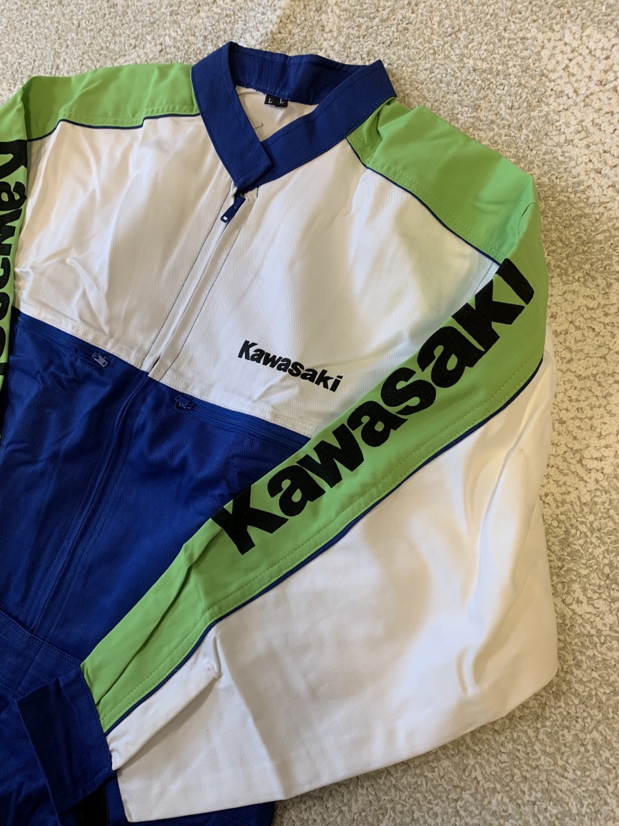 カワサキ KAWASAKI メカニックスーツ グレー LLサイズ つなぎ 作業着 カワサキ つなぎ メカニックスーツ LLサイズ KAWASAKI グレー 作業着