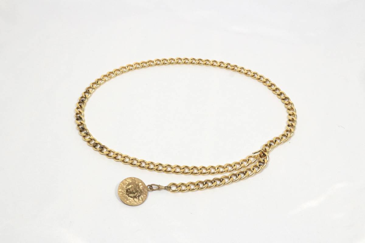シャネル CHANEL ライオン ライオンモチーフ ブラウン チェーンベルト ダブルチェーンネックレス (シャネル) P13373 チェーンレザー ベルト GP 0時まで限定価格 ココマーク ゴールド 2連チェーン
