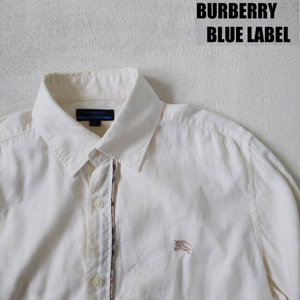 A18 バーバリー Burberrys 半袖 ノバチェック シャツブラウス レディース13号 ブルー系 大きいサイズ 三陽商会 まずまず美品 オリジナル