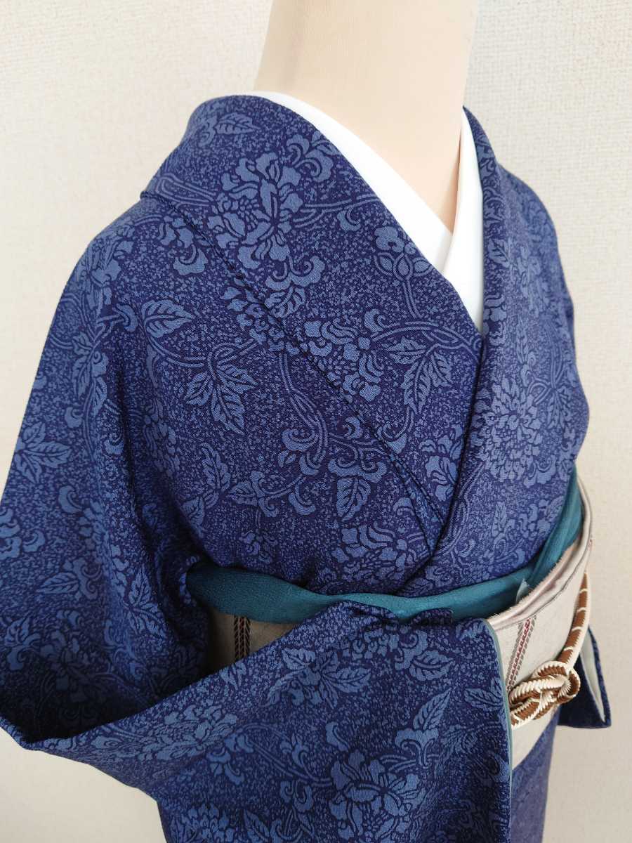 すずや■226正絹型絵染藍小紋　藍色系