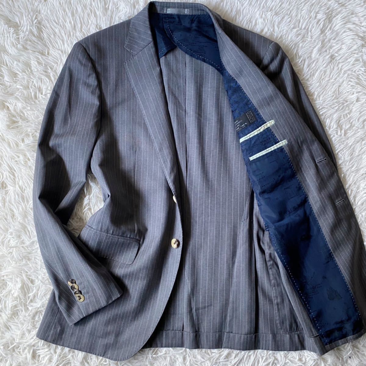 格安，セール 1円 に近い PaulSmith LONDON スタイリッシュな装い L 世界地図柄 ストライプ チェルッティ テーラードジャケット ポールスミス(テーラードジャケット、ブレザー)｜売買されたオークション情報 男性用