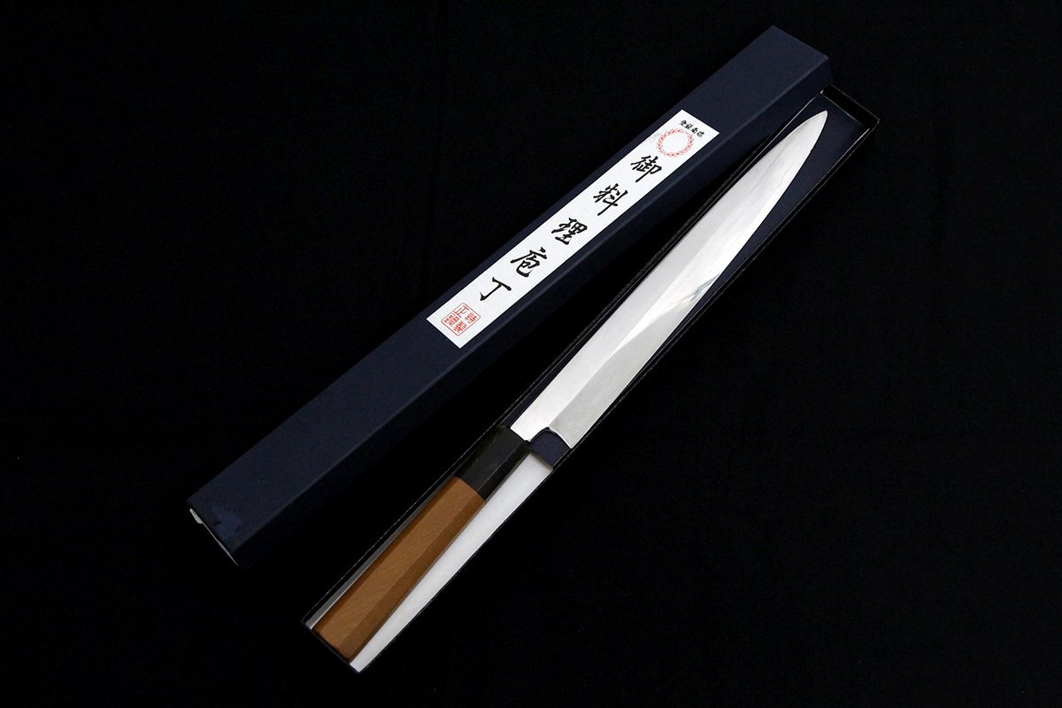 美品｜銘不明 柳刃包丁 八寸 V金10号 霞 鏡面