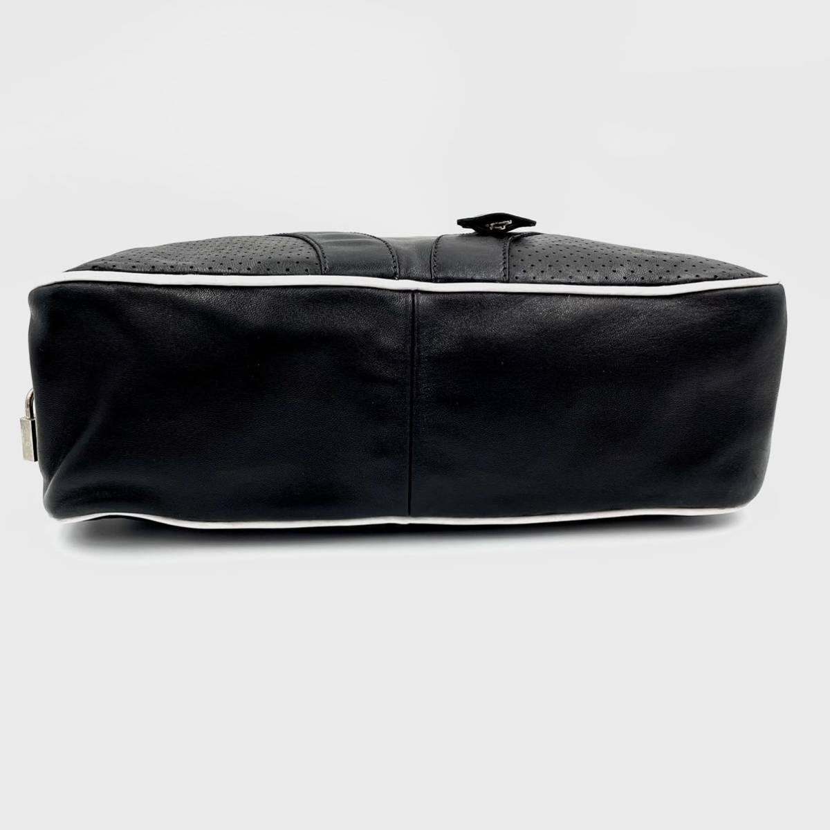 1円 □美品□ PRADA プラダ オール レザー ボストン バッグ 南京錠 