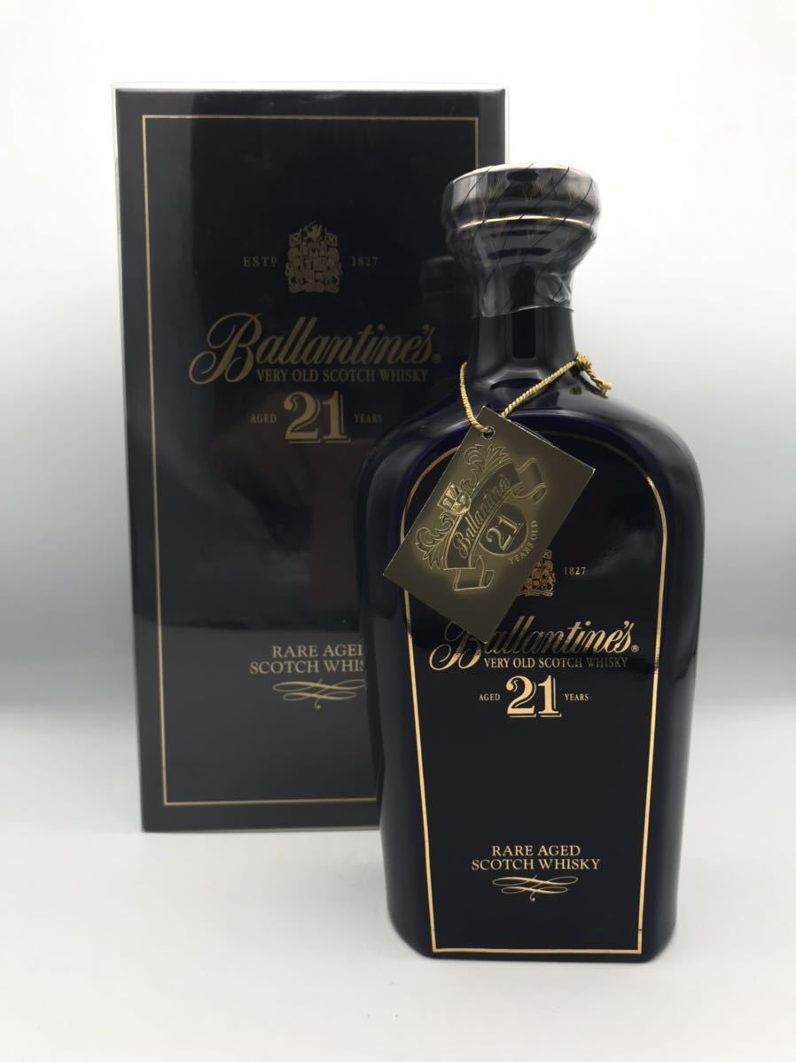 未開栓】バランタイン 21年 Ballantine 青陶器 1380g 箱、カバー、冊子