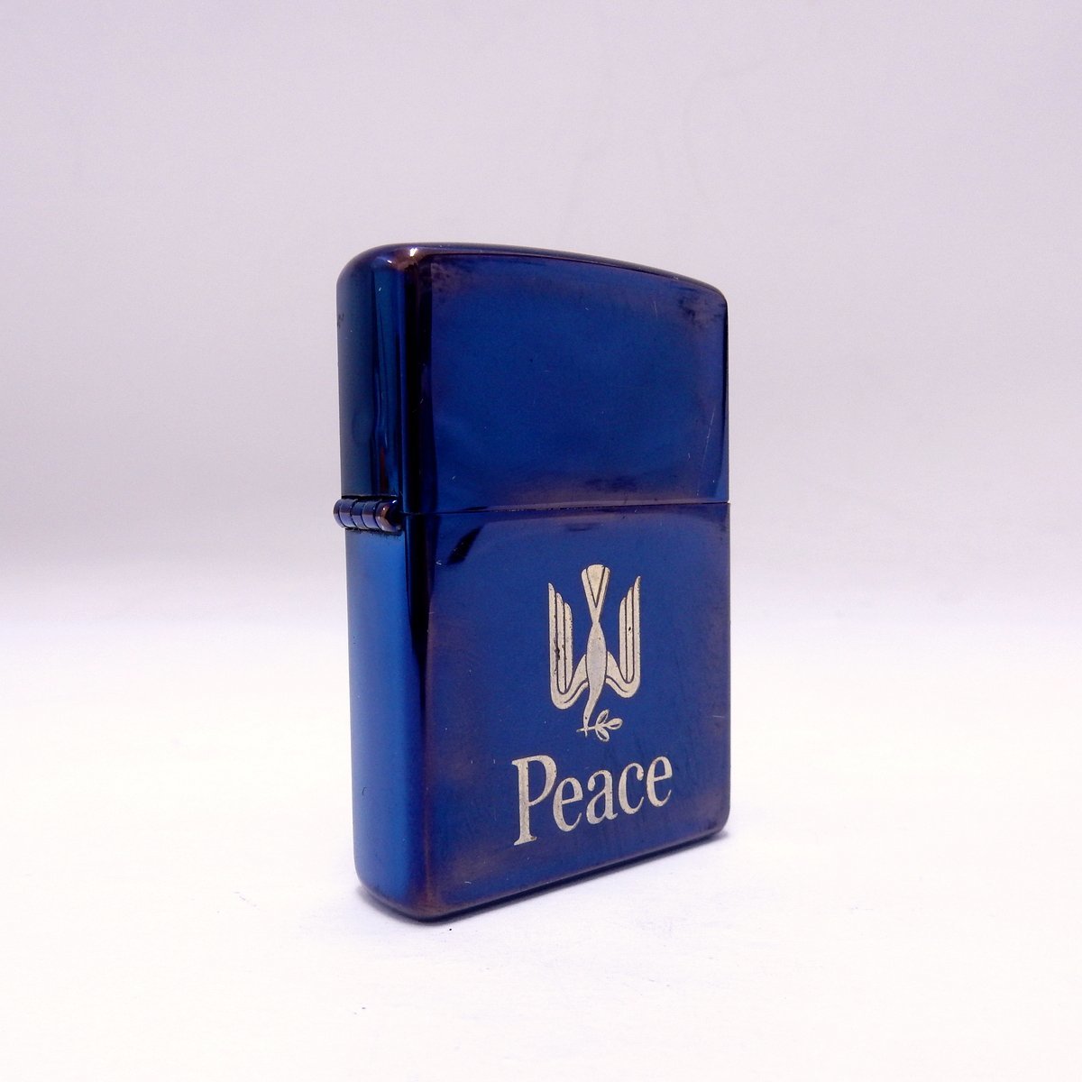 Zippo ジッポー Peace ピース たばこ銘柄 2000年 ネイビーカラー USED