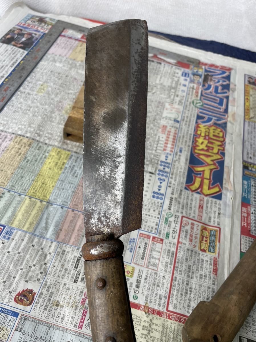 古い 手斧 鉈 長雲斉 正光 作 銘 大工道具 山仕事 薪割り キャンプ
