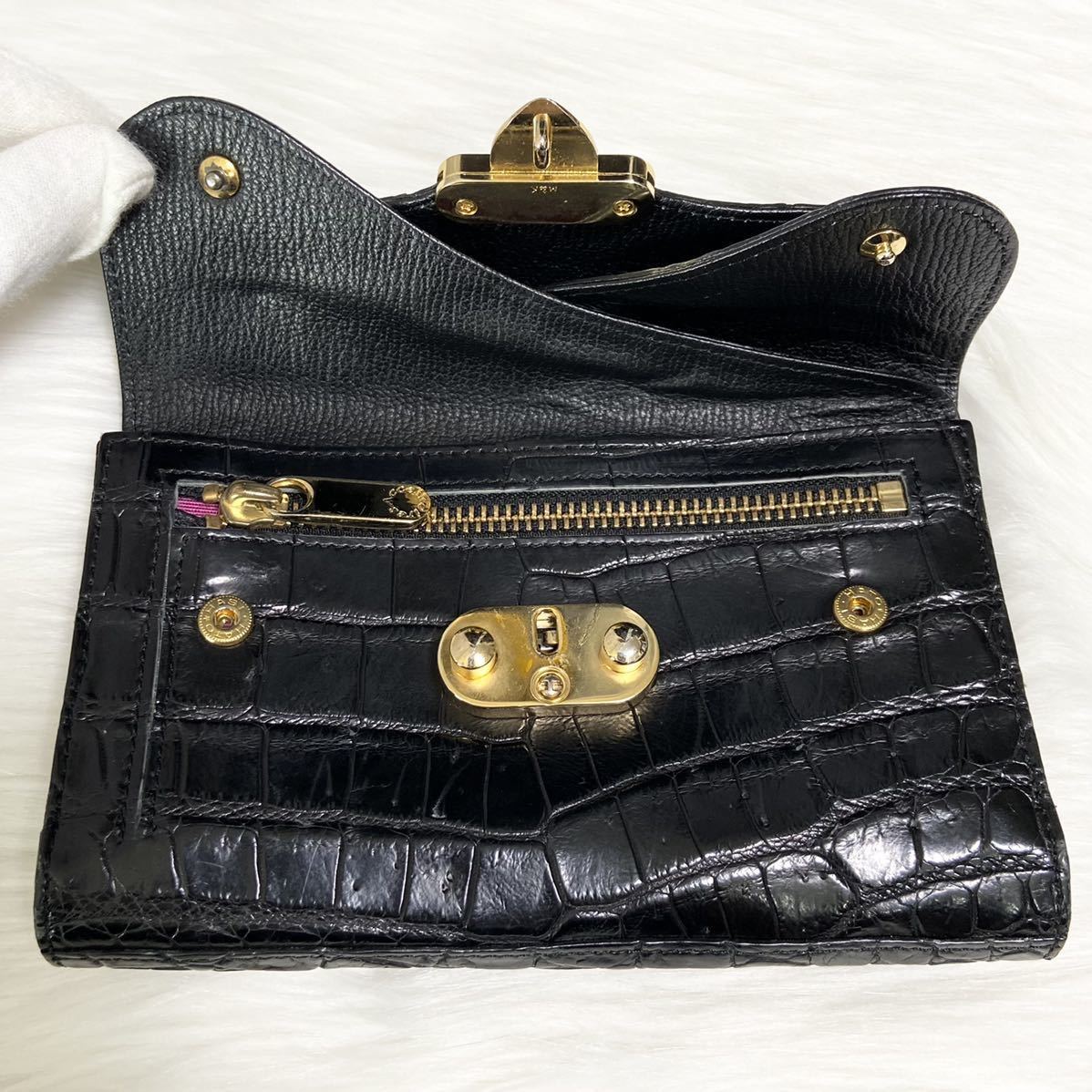 レザー a.d.m.j 財布 未使用 エーディーエムジェイ クロコ型押し 