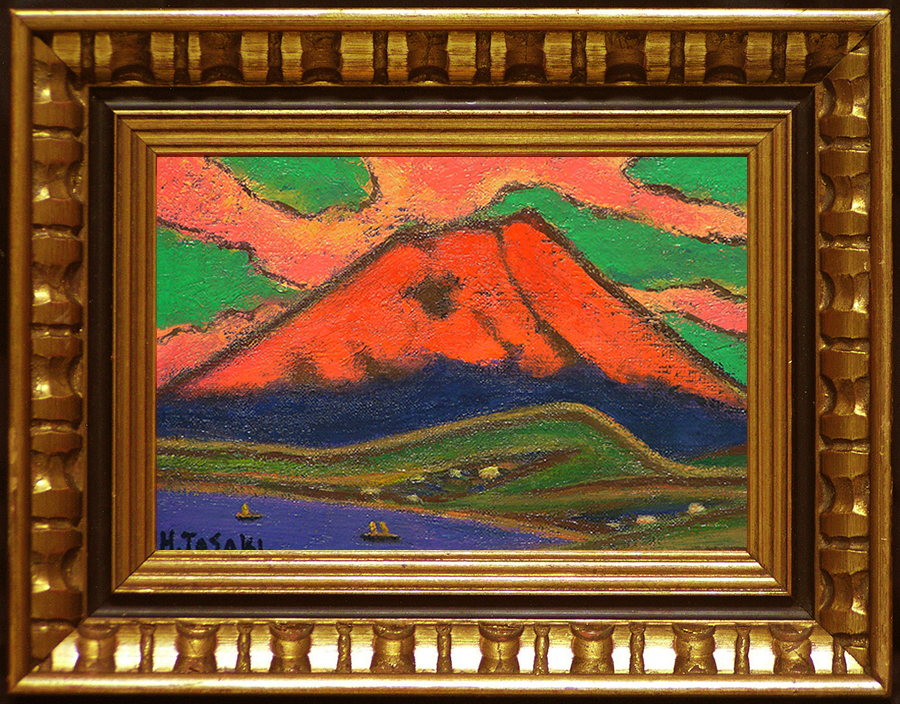 田崎広助　朱富士　油絵　油彩　画寸　SM 田崎広助 朱富士 油絵 油彩 画寸 SM 田崎広助 朱富士 油絵 油彩 画寸