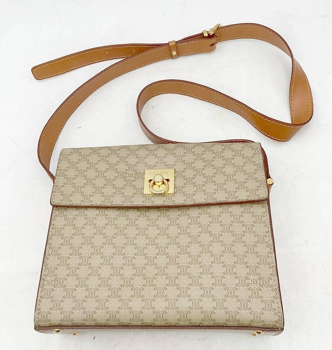 ◇バッグ◇CELINE セリーヌ M93 マカダム柄 PVC×レザー ショルダー