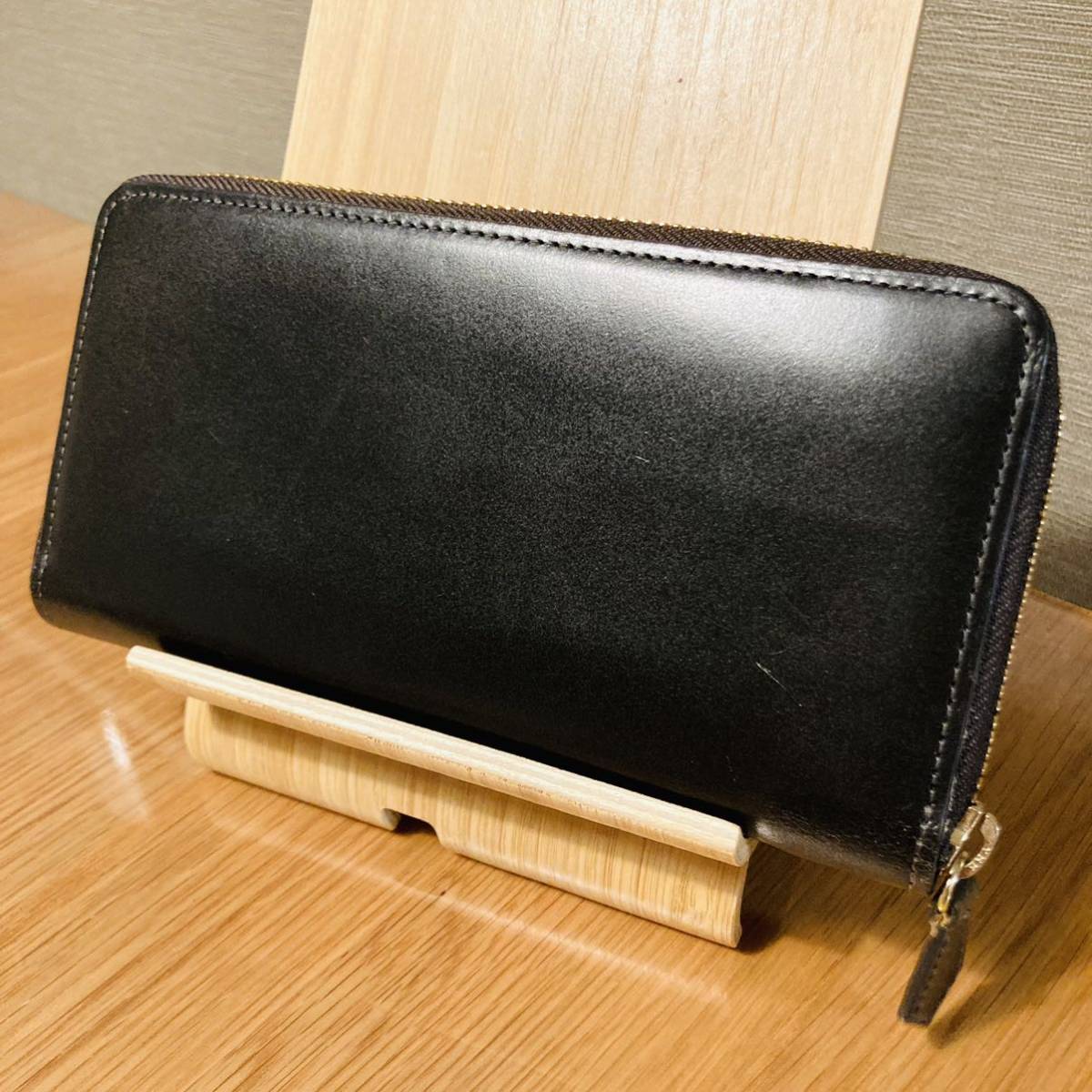 ★美品★ COCOMEISTER ココマイスター 長財布 OAK BARK オークバーク ブリストル 牛革 ラウンドジップ ラウンドファスナー ブラックリーフ