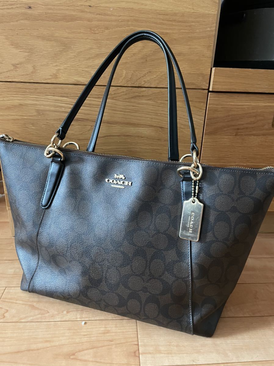COACH コーチ シグネチャー トートバック ブラウン 58318 チャーム付き  