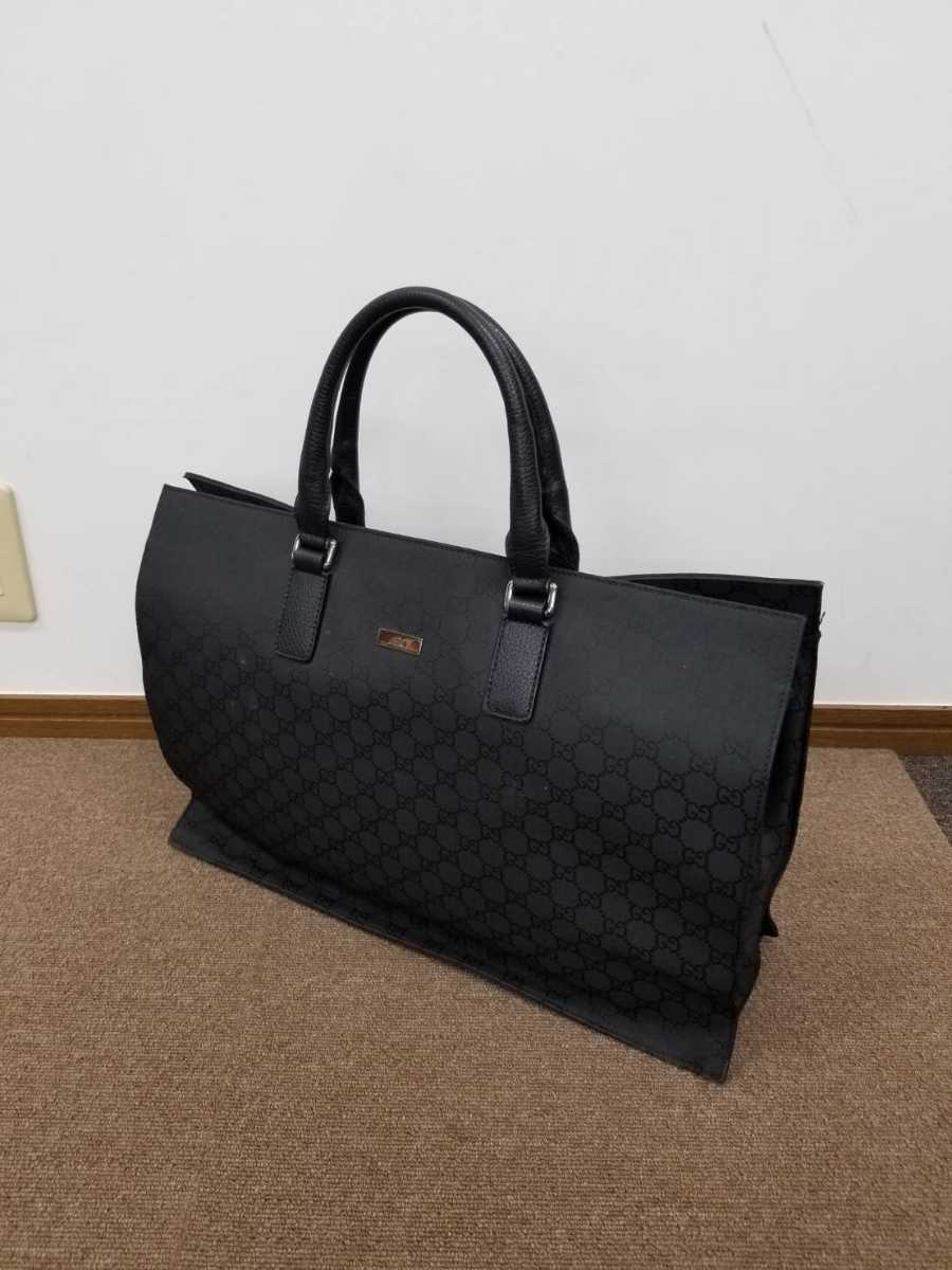 ●【売り切り】GUCCI グッチ GGナイロン ビジネスバッグ ブリーフケース レザー ブラック 