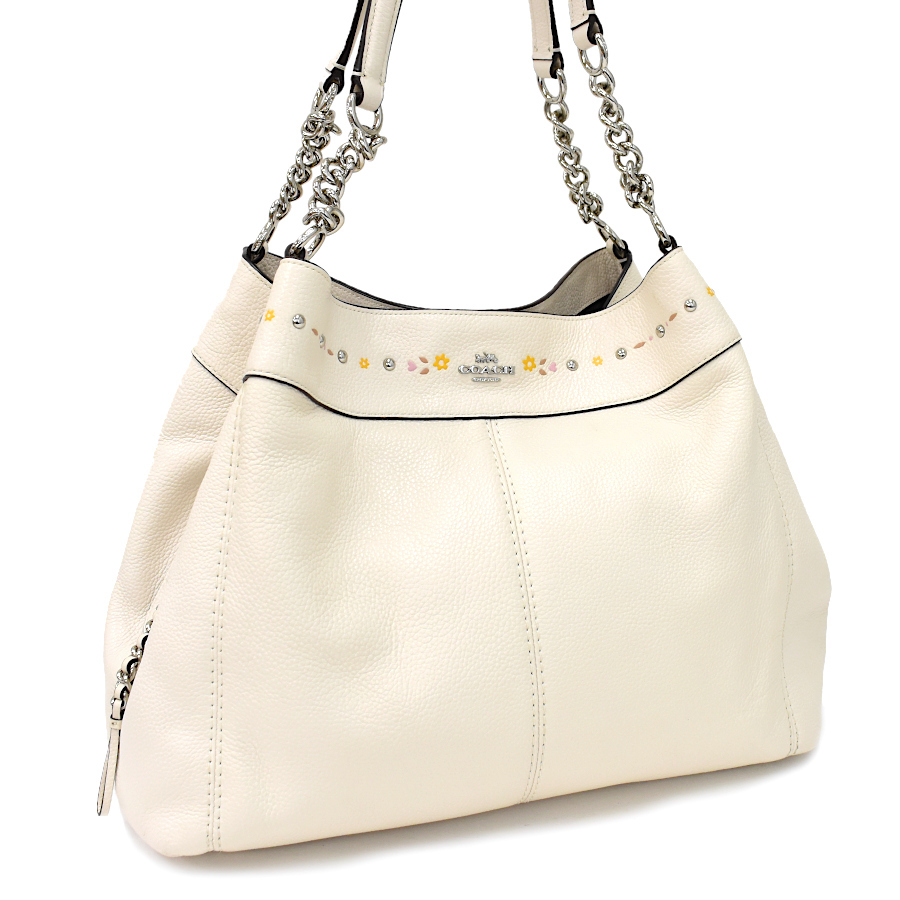 人気定番，新品 1円 同様 COACH コーチ トート チェーン ショルダーバッグ フローラル F25894 レザー チョーク ホワイト 〇Bop(トートバッグ)｜売買されたオークション情報、yahooの商品情報をアーカイブ公開 - オ かばん、バッグ