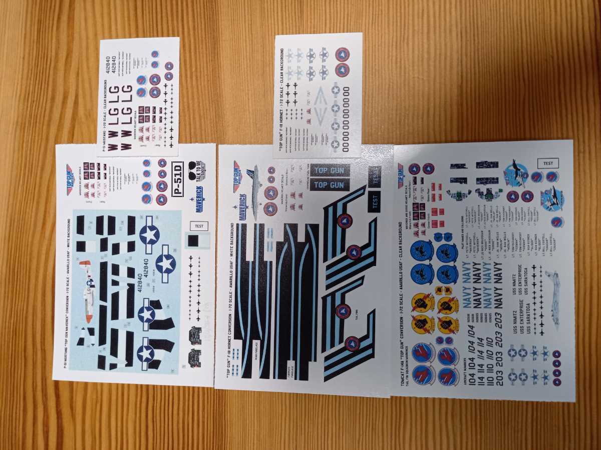 トップガン 1/72 F-14A F/A-18 P-51 デカールセット F-14A 1