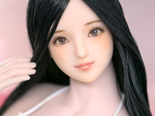 □1/6 カスタムドールヘッド オビツ01 ワンレンストレート□phichen