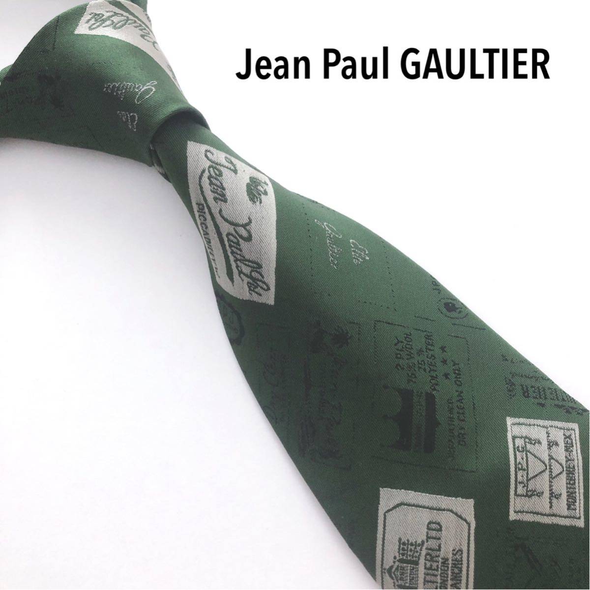 Jean Paul GAULTIER 美品 ネクタイ デザイン柄 ロゴ総柄 ネクタイ Paul