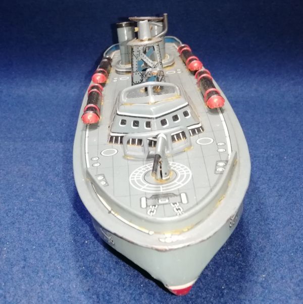 日本製 ブリキ 野村トーイ「魚雷艇」フリクションブリキボート TORPEDO
