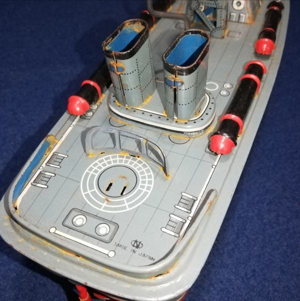 日本製 ブリキ 野村トーイ「魚雷艇」フリクションブリキボート TORPEDO